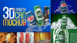 3D易拉罐铝瓶饮料啤酒产品宣传动画AE模板