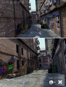 现代城市里的巷子场景环境3D模型合辑