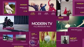 现代时尚广播电视栏目AE模板 Videohive Modern TV - Full Broadcast Pack 18477591