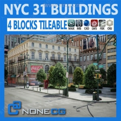 纽约城市街道建筑景观全细节3D模型合集