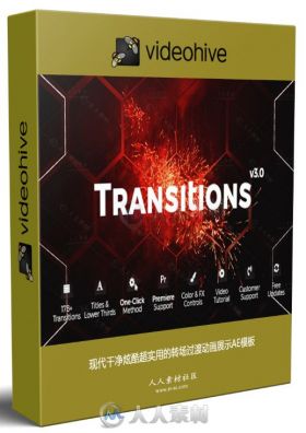 现代干净炫酷超实用的转场过渡动画展示AE模板  Videohive Transitions 20139771