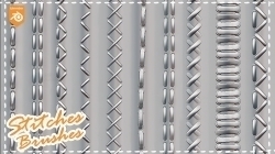 25组缝隙缝合布料缝线雕刻Blender笔刷