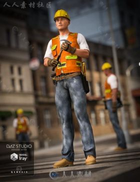 现实男性建筑工人装备3D模型合辑