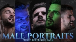 985张男性肖像不同光线视角表情姿势造型高清参考图合集