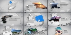 立体韩国地图运动图形动画展示动画AE模板