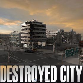 被破坏的城市街区场景3D模型