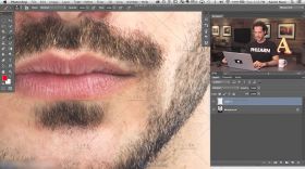 Photoshop修饰胡子及毛发笔刷使用视频教程