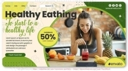绿色健康食品宣传相册切换展示动画AE模板