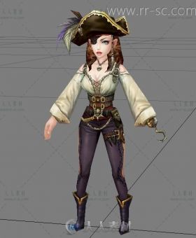女海盗手游角色3D模型
