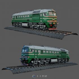 老式绿皮火车3D模型