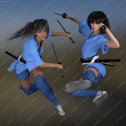 日式击剑女性动作服饰3D模型