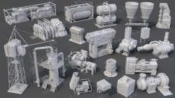 20组高质量工厂生成设备机器相关3D模型合集