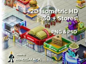 2D等距商店建筑贴图和材质Unity游戏素材资源