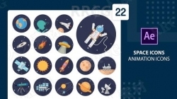太空主题平面卡通图形展示动画AE模板
