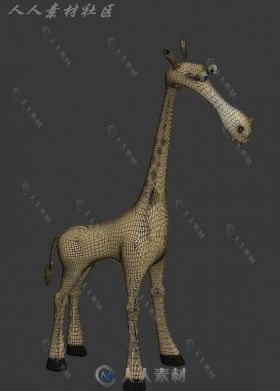 卡通版可爱大眼长颈鹿3D模型