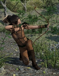 专业女性弓箭手射箭姿势服装配饰3D模型合集