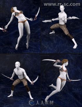 男性女性传奇冒险姿势3D模型合辑