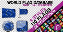 2K高清世界国旗飘动动画AE模板合辑 Videohive 2K World Flag Database Part-1 9255546