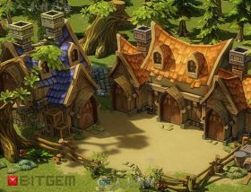 低多彩手绘村庄幻想环境3D模型Unity游戏素材资源