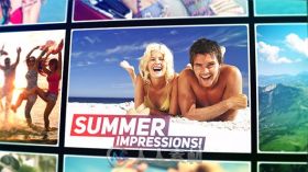 网格照片墙展示夏季照片幻灯片相册动画AE模板Videohive Summer Impressions! 1998...