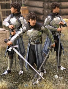勇敢的男性骑士抗争与守护姿势3D模型合辑