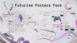 未来派科幻风格3D元素动态海报设计动画AE模板