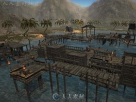 废弃的岛屿上木制的钓鱼码头风景环境3D模型Unity游戏素材资源