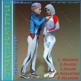现代女性美丽舒适的街头运动服装3D模型合籍