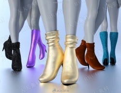 多种质感颜色女性细高跟靴子3D模型合集