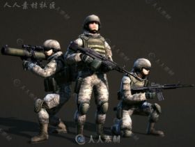 士兵角色模型Unity3D素材资源