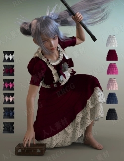 可爱蕾丝蝴蝶结花朵公主连衣裙服饰3D模型合集