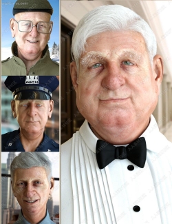 老年男性多组瞳孔颜色皱纹服装造型3D模型