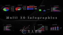 三维统计信息图表展示动画AE模板 Videohive Multi 3D Infographics 3947357