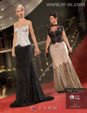 女性高贵美丽的时尚晚礼服3D模型合辑
