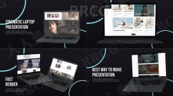 高端商务笔记本电脑样机产品展示动画AE模板