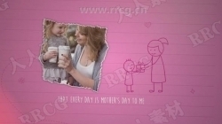 笔记本手绘简笔画图案背景母亲节问候亲子家庭展示动画AE模板